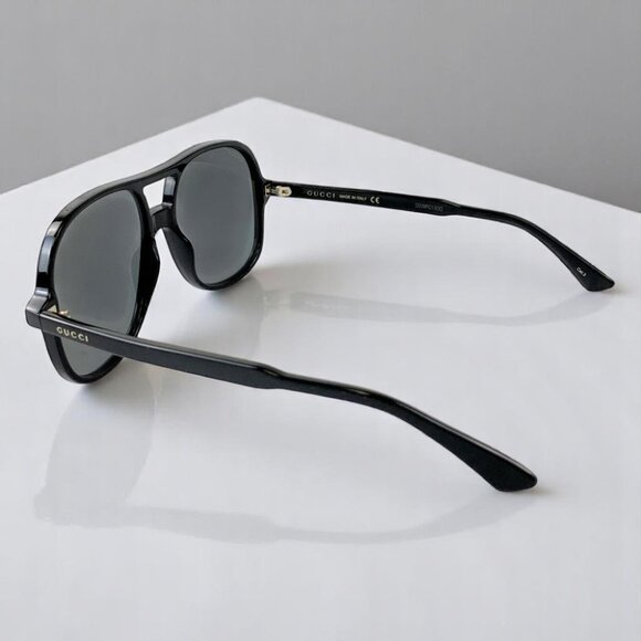 NIB Gucci Silver and Black Aviator Men's Sunglasses - Picture 6 of 9
